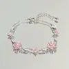 Pulsera con Lazo de Sakura, Estilo de Lujo Ligero de Nicho, Circonita Rosa de Alta Gama, Fresca y Elegante, Joyería de Amistad, Pulsera de Moda