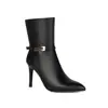 Nuevas Botas Europeas Americanas con Hebilla para Mujer Punta Fina Caña Corta Botas de Caballero Sexy Tacón Súper Alto Botas para Discoteca 40-46 Tallas Grandes