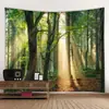 Tecido de Tapeçaria para Pendurar na Parede Amazon Mais Vendido no Exterior Pano de Fundo Estilo Ins Série Floresta Pano Decorativo Tapeçaria Boêmia