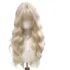 Peluca completa para mujer en color platino lechoso con rizos de lana, moda lolita, natural y atmosférica, peluca completa