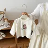 Jaqueta de Trabalho Infantil Estilo Primavera e Outono Conjunto para Meninos Patchwork Xadrez Gola Reversível Jaqueta Calça Longa Cinza Conjunto de Duas Peças Versão Coreana