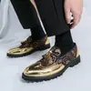 Zapatos de Cuero Brogue Tallados para Hombre, Estilo Coreano, Adecuados para el Trabajo, Boda, con Aumento Oculto de Altura, Formal de Negocios, Bloqueo de Color, Zapatos Casuales para Traje para Hombre