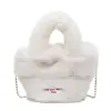 Nova bolsa tote de pelúcia estilo balde, coleção outono/inverno 2026, bolsa de mão de pelúcia fofa e estilosa para mulheres, bolsa transversal da moda