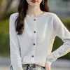 Cardigã feminino suéter de tricô gola redonda novo primavera e outono coreano solto casaco de suéter moda agulha osmanthus top externo
