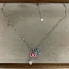 Colar de Pérola Coração Redondo com Pingente de Cristal Gotejante Outono Inverno Luxo Leve Toque de Alto Padrão Corrente para Suéter Acessório de Pescoço Versátil da Moda para o Dia a Dia