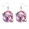 Brincos Acrílicos 2D de Papai Noel para Novo Produto Transfronteiriço com Design de Chapéu de Natal e Rosa Brincos de Natal