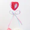 Lollipop de Lazo de Cinta Amoroso Bol de Lentejuelas Enchufe Decorativo para Pastel de Cumpleaños Adornos de Fiesta Mesa de Postres