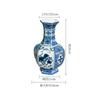 Vaso de Porcelana Azul e Branco Antigo Chinês de Jingdezhen Retrô Padrão de Unicórnio Flor e Pássaro Vaso Ornamental Hexagonal Sala de Estar em Casa Arranjo de Flores