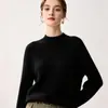 Suéter de punto de cachemira 100% pura para mujer, primera línea, listo para usar, manga raglán, punto de arroz, cuello semi-alto, suéter de punto base de cachemira