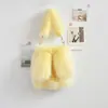 Bolsa de Felpa con Orejas de Conejo Lindas de Dibujos Animados y Piel Sintética de Zorro para Otoño e Invierno, Bolso de Mano para Mujer, Bolso Cruzado, Exquisito y Portátil