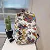 Mochila Feminina Fashion 2026 para Comércio Exterior, Estampa Color Block Vintage, Mochila de Viagem Tendência de Grande Capacidade