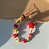 Corrente para Celular Estilo Ins Estrela Vermelha Capa de Celular Rugby Cordão Corrente de Câmera com Contas DIY Corda Anti-Perda para Celular