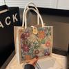 Bolsa de almuerzo Bento de lino al por mayor transfronteriza, bolso de mano de moda 2026 para salidas, bolso de hombro Ins para mujer