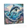 Acessórios de pintura de diamante mais vendidos em todo o mundo: Adesivos de diamante 5D irregulares para DIY com designs de animais marinhos para decoração de interiores, pintura de pérolas