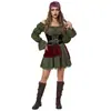 S-XL Disfraz Retro Medieval de Pirata Femenina Capitana del Caribe Cosplay Fiesta Escenario