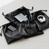 Bolsa de Lona con Cordón Estampado de Lichi, Bolsa de Piel Impermeable con Cordón en Negro, Bolsa de Almacenamiento Portátil Personalizada para Auriculares y Cables de Alimentación
