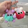 Lindo llavero colgante de coche con forma de bola de carbón de piel de conejo Rex real, de peluche, para celebridades de Internet de Corea del Sur, ideal como regalo para la mochila escolar.