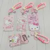 Portatarjetas con Cuerda Corta de Cuentas de Silicona Kitty para Niña, Portatarjetas Kt Gato Lindo Gato Funda Protectora para Tarjeta de Autobús Correa para Colgar Portatarjetas de Campus