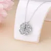 Colar Trevo Popular Moderno Dupla Face Coração Full Diamond Pingente Feminino Presente de Aniversário Dia dos Namorados Atacado