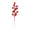 Venta al por mayor transfronteriza 12 piezas bola de purpurina fruta navideña tallo duro fruta roja decoraciones navideñas accesorios para árbol de Navidad suministros navideños