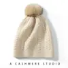 Touca 100% Caxemira Pura para Mulheres, Outono e Inverno Espessada com Pom-Pom e Proteção de Orelha, Moda Retrô Casual Versátil Touca Tricotada em Cabo