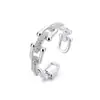 Anillo de Cadena con Hebilla de Herradura de Plata S925 Transfronterizo Europeo y Americano Nicho Lujo Ligero Microincrustado Anillo Abierto Joyería de Circonita Venta al por Mayor
