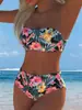 Traje de Baño Bikini Dividido Bandeau Estampado Europeo y Americano Verano 2027 Cintura Alta Adelgazante Ropa de Baño Bikini para Vacaciones en la Playa