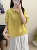 Camiseta de Manga Corta para Mujer, Estilo Corto, Moda de Verano, Corte Holgado, Adelgazante, Artística, Rejuvenecedora, Top Camisa Elegante, Suministro Transfronterizo