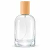 Botella de vidrio dispensadora de perfume 10/20/30/50/100ml con tapa de madera, botella vacía con atomizador, recipiente dispensador portátil para viajes