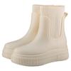 Botas de Chuva de Cor Sólida, Tecido Simples Tricotado Voador, Botas Curtas Versáteis e Convenientes, Impermeáveis, Antiderrapantes, Botas de Chuva Chelsea Elásticas de Sola Grossa