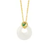 Collares de Plata Pura 925 para Pareja con un Toque de Lujo, Presentando Cadena para Clavícula de Bambú con Jade Hetian y Colgante de Bambú con Hebilla de Paz