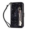 Funda para teléfono móvil LG K10 2018 con billetera y tapa abatible, multifuncional, con purpurina y cremallera, compatible con K8 2017.