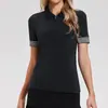 Camisa Polo de Verão para Golfe Transfronteiriça de Manga Curta, Camiseta Esportiva da Moda em Cores Contrastantes, Top de Yoga Elástico de Secagem Rápida para Mulheres