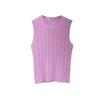 Chaleco Suéter de Punto Rosa Nuevo de Otoño Temprano Estilo Francés para Mujer, Cuello Redondo, Corte Holgado, Suéter de Pelo de Conejo Estilo Universitario, Chaleco sin Mangas