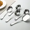 Cuchara Engrosada de Acero Inoxidable con Mango Largo, Cuchara Estilo Occidental, Cuchara Doméstica para Comer y Beber Sopa, Cuchara de Acero Inoxidable 304