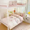 Juego de Tres Piezas 100% Algodón Estampado para Cama Individual de Dormitorio Estudiantil Ropa de Cama de Algodón Puro Peinado para Cama Triple de Estudiante Universitario