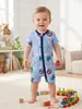 Roupas de Bebê Verão Finas Algodão Puro Classe A Zíper Duplo Roupas de Bebê Manga Curta Boxer Macacão de Bebê