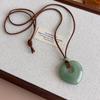 Collar Largo con Colgante de Corazón de Piedra Natural para Mujer, Verano, Tipo Halter, Cordón, Cadena para Suéter, Accesorios Versátiles para el Día a Día