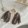 Suéter cárdigan de punto hueco para bebé para primavera y otoño Hombres y Mujeres Chaqueta de manga larga con cuello redondo para bebé niña