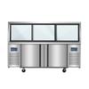 Vitrina Exhibidora de Comida Cocinada Doble Temperatura Comercial para Cuello de Pato Platos Fríos Gabinete de Conservación de Carnes Marinadas Refrigerador Vidrio Curvo Congelador de Supermercado