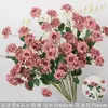 Rosas de Creme Simuladas de 3 Cabeças, Decoração de Fundo para Casamento, Arranjo de Flores para Guia de Estrada, Flores de Seda Estilo Europeu para Casamento, Flores Artificiais