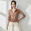Cárdigan Deportivo de Secado Rápido, Cuello Alto, Manga Larga, Prenda para Correr y Fitness, Chaqueta Deportiva de Yoga, Chaqueta Ajustada de Secado Rápido para Mujer