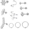 Amazon Europeu e Americano brincos mais vendidos brincos de osso de orelha terno incrustado brincos de zircônio brincos de piercing Europeu e Americano conjunto de 11 peças
