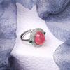 Anillo de Temperamento Chapado en Cobre y Plata con Calcedonia Rosa Cereza Incrustada con Gema Moissanita Suministro en Vivo Desagüe Regalo