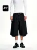 Pantalones Cortos Casuales Plisados de Verano Americano Ricos para Hombres y Mujeres Modernos Rectos Sueltos Retro Desgastados Pierna Ancha Adelgazantes Pantalones Crop