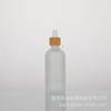 Botella de vidrio engrosado con gotero circular de bambú esmerilado de 5 a 100 ml para aceites esenciales, esencias líquidas, cosméticos, subembotellada.