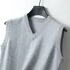 Chaleco de lana 100% transfronterizo para hombre, moderno, talla grande, color liso, sin mangas, de cachemir, suéter chaleco, ropa de trabajo