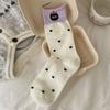 Calcetines de Animales de Dibujos Animados para Mujer, Calcetines Lindos de Media Pantorrilla, Calcetines Holgados de Rayas y Bloques de Color Estilo Japonés con Borde Enrollado, Calcetines con Moño para Niña