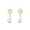 Pendientes de perlas estilo europeo y americano para mujer, colgantes traseros, estilo francés transfronterizo, ligeros, de lujo, con diseño de mariposa y flores, de celebridades de Internet.