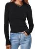 Camiseta feminina de manga comprida slim fit cut rib malha top casual gola redonda y2g T-shirt